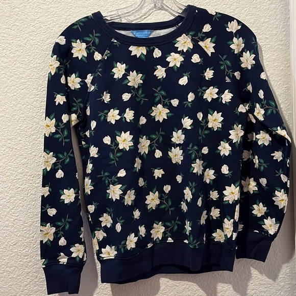 Draper James Natalie Sweatshirt in Navy Magnolia - Picture 4 of 5